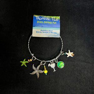 New Tropical TLC Stainless Steel Beach Inspired Expandable Bracelet (3672)